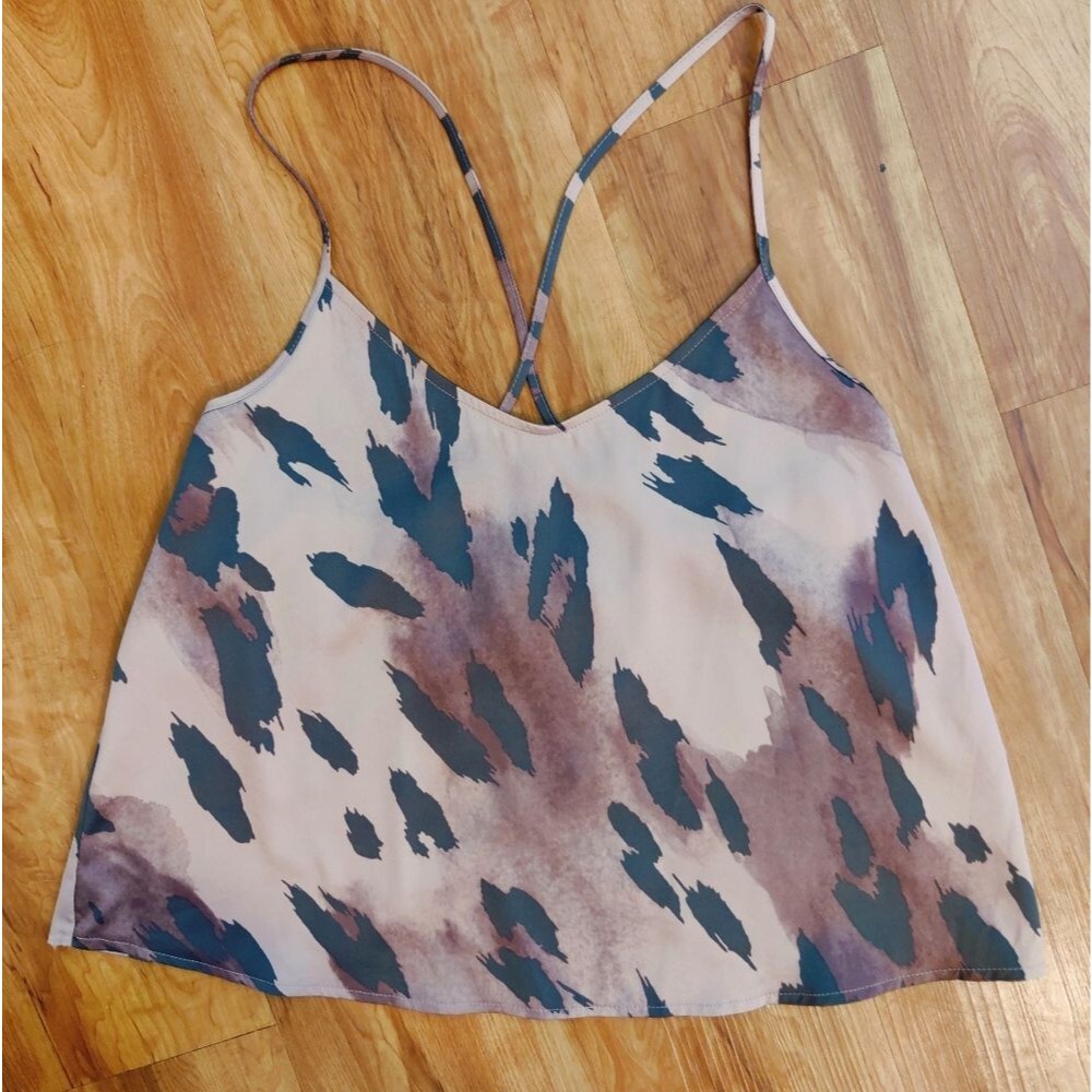 Express Intimates Satin Leopard Print Cross Back Camisole, Sz XS